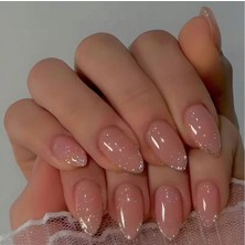 Vivid Charm Vividcharm 24 Lü Doğal Görünümlü Pembe Taban ve Simli Uç Tasarımlı Takma Tırnak Seti