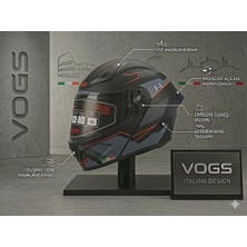 Vogs WS-210 Güneş Vizörlü Çene Açılır Kask (Şeffaf Vizörlü) Kask Siyah Kırmızı F1