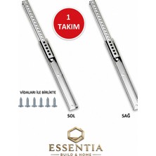 Yeniler 40 cm Teleskopik Çekmece Rayı 17MM – Tam Açılır, Vidalı Ray Sistemi, Dayanıklı Dolap Içi Ray