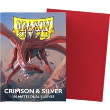 Dragon Shield | Matte Dual Standard Size Card Sleeves | 100CT - Smooth & Tough Premium Tcg Sleeves - Compatible With Pokemon, One Piece, And Magic: The Gathering | Crimson & Silver