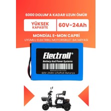 Electroll Mondial E-Mon Capri Batarya (Yüksek Kapasite) Lifepo4 60V 24AH Elektrikli Motosiklet Bataryası