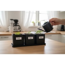 Grifon3D Akıllı Hazneli 3'lü Herb Pot Seti - Mutfak ve Dekorasyon Için Modern Bitki Saksısı
