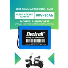 Electroll Mondial E-Mon Capri Batarya (Ultra Yüksek Kapasite) Lifepo4 60V 30AH Elektrikli Motosiklet Bataryası