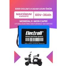 Electroll Mondial E-Mon Capri Batarya (Maksimum Kapasite) Lifepo4 60V 36AH Elektrikli Motosiklet Bataryası