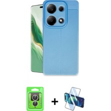 Marsilyan™- Redmi Note 13 Pro 4g Kılıf Doruk Klasik Özel Seri - Siyah 3D Antistatik Cam Ekran Koruyucu + Raze Metal Kamera Lens - Gs