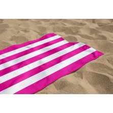 Sarel Group Pembe-Fuşya Çizgili Motifli Plaj Havlusu