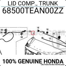 TŞT Honda Civic Fc5 Arka Bagaj Kapağı 2016- (Oem No:  68500TEAN00ZZ)