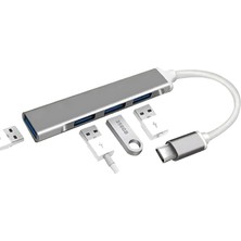 Steep Solid 4 In 1 Type-C USB Çoklayıcı, 5gbps Veri Aktarım Hızı, USB 3.0 Çoklayıcı, Alüminyum Gövde, MacBook Laptop ve Pc Uyumlu
