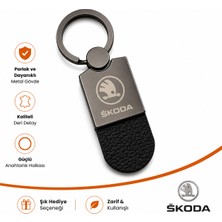 SAVEK Skoda Logolu Araba Anahtarlık Parlak Metalik, Çift Yönlü Logo, 9cm x 2,5cm, Hediyelik Oto Aksesuar