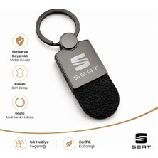 SAVEK Seat Logolu Araba Anahtarlık Parlak Metalik, Çift Yönlü Logo, 9cm x 2,5cm, Hediyelik Oto Aksesuar