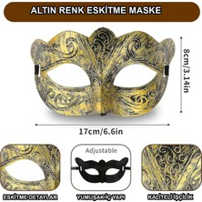 Motto Ticaret Altın Renk Eskitme Maskeli Balo Maskesi – Venedik Tarzı Parti Maskesi