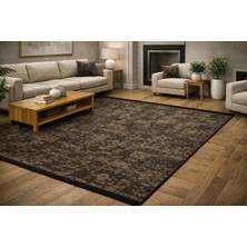 Okan Halıcılık Nostaljik Dokuma Kilim Kahverengi Şönil Polyester, Kaymaz Tabanlı, Makinede Yıkanabilir Salon Halısı