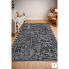 Okan Halıcılık Modern Gri Halı Kaymaz Taban Makinede Yıkanabilir Salon Oturma Odası Yatak Odası Halısı