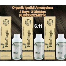 Biomagic 6.11 Yoğun Küllü Koyu Kumral Organik Içerikli Amonyaksız Kalıcı Saç Boyası 3boya  +3oksidan