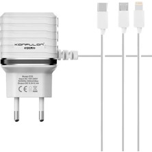Hobilinka Mey Ithalat®  C33 Hızlı Şarj Cihazı 3in1 (Dahili Lightning Kablo iphone Uyumlulu)