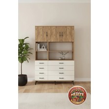 Silva Dolap 8 Raflı 8 Çekmeceli 3 Kapaklı 132X30X195 Çam-Aytaşı
