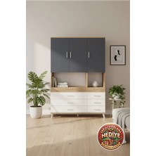 Silva Dolap: 6 Raflı, 6 Çekmeceli, 3 Kapaklı, 132X30X195 Çam/antrasit-Aytaşı