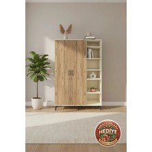 Aura 7 Raflı 2 Kapaklı Dolap: Aytaşı & Atlas Çam ile Şık ve Fonksiyonel Çözüm