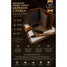 Tekno Hediye Erkeğe Özel Vıp Hediye Seti Ahşap Kutulu Deri Cüzdan Anahtarlık ve Metal Kalem Seti Kişiye Özel Premium Erkek Hediyesi