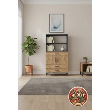 Silva 3 Raflı 3 Çekmeceli 2 Kapaklı Dolap: Antrasit & Çam Şıklığı | 88X30X163