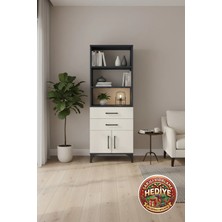 Silva 60X30X163 Antrasit-Aytaşı Dolap: 3 Raf, 2 Çekmece, 2 Kapak