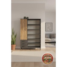 Silva 9 Raflı 3 Çekmeceli 3 Kapaklı Dolap 132X30X195 Antrasit-Çam