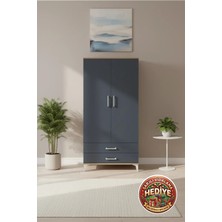 Luna Çam Antrasit 2 Çekmeceli Tek Askılı 1 Raflı Dolap 88X44X182