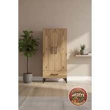 Silva 3 Raflı Çekmeceli 2 Kapaklı Dolap: 60X30X134 Atlas Çam