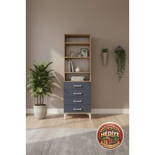 Silva 4 Raflı 4 Çekmeceli Dolap: 60X30X182 Antrasit - Çam