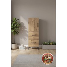 Silva Dolap 2 Raflı 2 Çekmeceli Tek Kapaklı 44X30X134 cm Çam