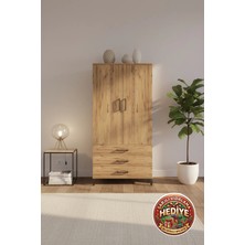 Luna Tek Raflı 3 Çekmeceli Çam Dolap - 88X44X182CM - Depolama & Şıklık