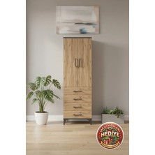 Aura Dolap 4 Çekmeceli, Tek Raflı, Tek Askılı 60X59X182 Antrasit-Çam