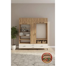 Luna Dolap: 18 Raflı, 4 Çekmeceli, 1 Askılı Geniş Depolama Çözümü (220X44X243)