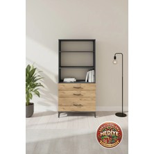 Silva 3 Raflı 3 Çekmeceli Dolap 88X30X182 Antrasit-Çam: Şıklık ve Depolama