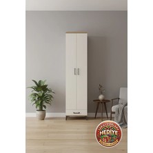 Luna Dolap 6 Raflı, 1 Çekmeceli, 2 Kapaklı Çam-Aytaşı | 60X44X243