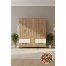 Silva 12 Raflı 4 Çekmeceli Dolap: 220X30X243 Atlas Çam/aytaşı Geniş Depolama