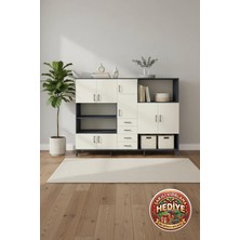 Luna Dolap 10 Raflı 4 Çekmeceli 8 Kapaklı 220X44X163 Antrasit-Aytaşı | Modern Depolama Çözümü