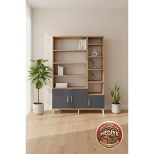 Silva 10 Raflı 3 Kapaklı Dolap: Şık Çam-Antrasit Tasarım, 132X30X195 cm