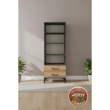 Silva Dolap Kitaplık 4 Raflı 2 Çekmeceli Antrasit-Çam 60X30X163: Modern ve Fonksiyonel Çözüm