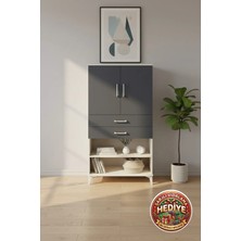 Silva 88X30X163 Aytaşı-Antrasit Dolap: 3 Raf, 2 Çekmece, 2 Kapak