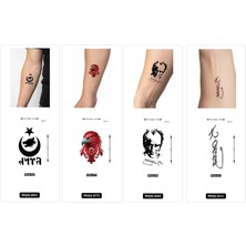 Airbrush Tattoo Yapıştırma Dövme 4 Adet Birden 1 Hafta Kalıcı Geçici Dövme Haftalık Set 29