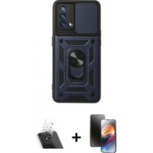 Marsilyan™- Oppo A74 4g Kılıf Ahenk Klasik - Siyah 3D Antistatik Mat Seramik Nano Ekran Koruyucu + Kamera Lens Koruma Cam - Sf