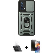 Marsilyan™- Oppo A74 4g Kılıf Ahenk Klasik - Siyah 3D Antistatik Mat Seramik Nano Ekran Koruyucu + Kamera Lens Koruma Cam - Sf