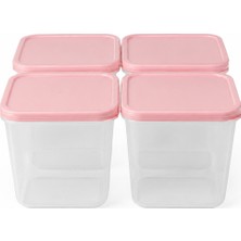 Aşkana 4’lü 2 Litre Saklama Kabı Seti 4 Litre Toplam Kapasiteli Erzak Kabı Iç Içe Geçebilen Kapaklı Plastik Saklama Kutusu Mutfak Düzenleyici Pembe Krem Gümüş Gri