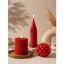 Drn Şık Dekoratif Kırmızı Mumlar – 3’lü Set
