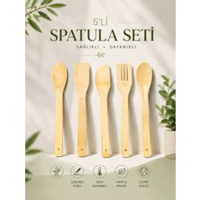 Kitchen Line 5’li Doğal Ahşap Spatula Seti – Isıya Dayanıklı Ahşap Mutfak Kaşık ve Servis Seti