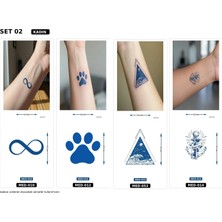 Airbrush Tattoo Minimal 5 mm Yarı Kalıcı Geçici Dövme 4 Adet Birden Aylık Mini Set 3