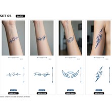 Airbrush Tattoo Minimal 5 mm Yarı Kalıcı Geçici Dövme 4 Adet Birden Aylık Mini Set 7