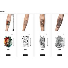Airbrush Tattoo Yapıştırma Dövme 4 Adet Birden 1 Hafta Kalıcı Geçici Dövme Haftalık Set 32