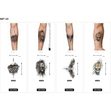 Airbrush Tattoo Yapıştırma Dövme 4 Adet Birden 1 Hafta Kalıcı Geçici Dövme Haftalık Set 52